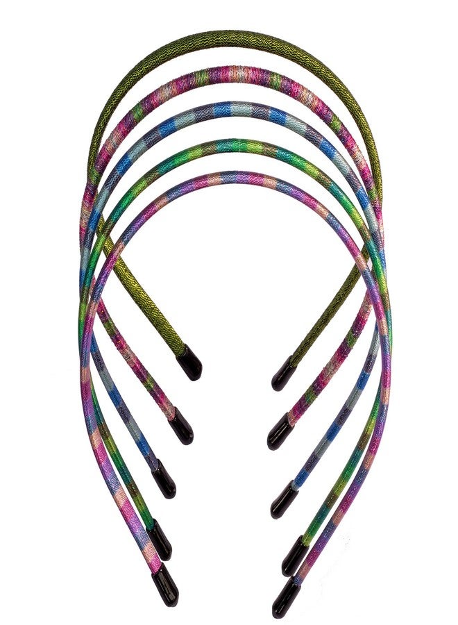 minihope Skinny Multicolor Headbands - Assorted Colors for All Hair Types - Instant Style, Pain-Free Wear - Durable, Adjustable, 5 Pack - Women, Men, Boys, Girls. - Image 1